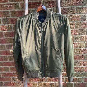 Olive green, American Eagle bomber jacket